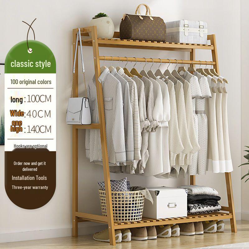 Bamboo Floor-Standing Clothes Rack & Wardrobe Organizer