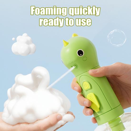 Electric Shampoo Dispenser for Dog And Cat Bath Dinosaur Shape 2-in-1 Dog Soap Holder Rechargeable Dog Soap Foaming Machine for Cleaning