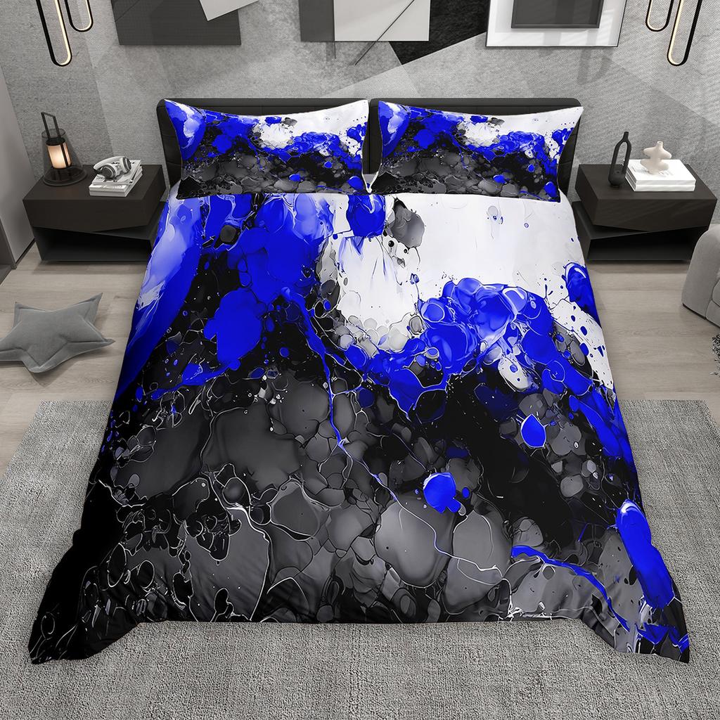 Homewish Geometric Stripes Duvet Cover Set 2Pcs/3Pcs Vintage Oil Painting Bedding Set Aesthetic Brush Strokes Comforter Cover