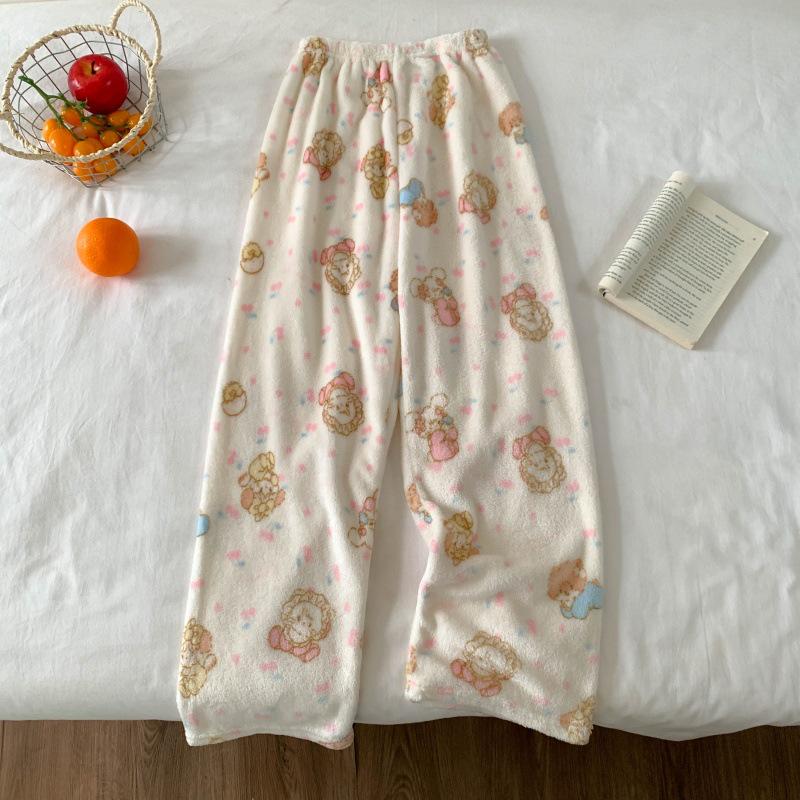 Hello Kitty Damen Fleecegefütterte Pyjamahose - Warmer Korallfarbener Flanell für Herbst und Winter