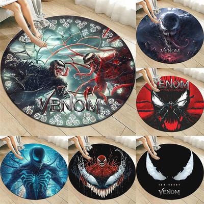 Disney Venom Film HD-bedruckter runder Teppich für Wohnzimmer, Sofa, Sessel, Schlafzimmer – Flanell, rutschfest, gruselige Heimdekorationsmatte