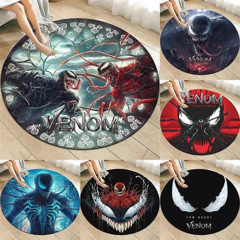 Disney Venom Movie HD Printed Round Carpet Living Room Sofa Chair Bedroom Rugs Flannel Anti-Slip Scary Home Decor Mat