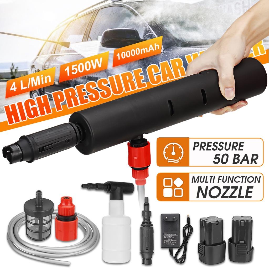 

1AC 100-240V 500W 50Бар Электрические пистолеты для мойки автомобилей 10000 мАч Беспроводная мойка высокого давления Пенная насадка Для чистки и ухода за автомобилем Портативный распылитель 1*Battery
