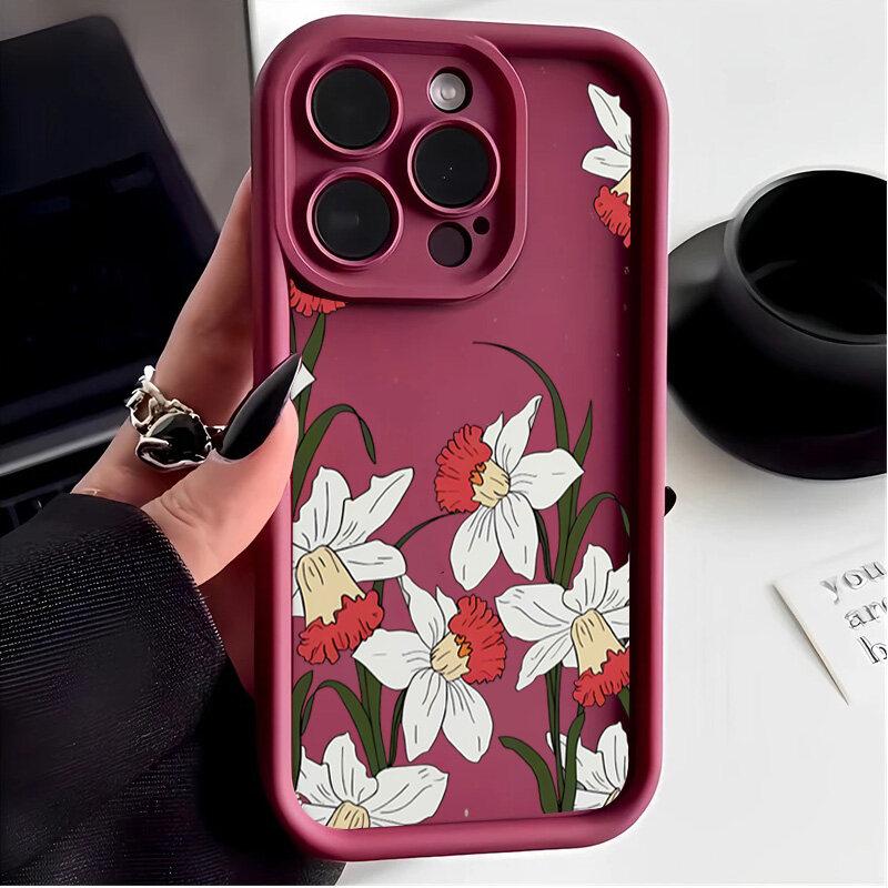 Case For Google Pixel 9 8 7 8A 7A Pro XL 9Pro 7Pro 8Pro 9ProXL Cover Small Flowers Silicone Retro Protection