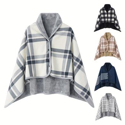 Cozy Flannel Wearable Blanket Shawl - Perfect for Winter, Office & Outdoor Leisure
