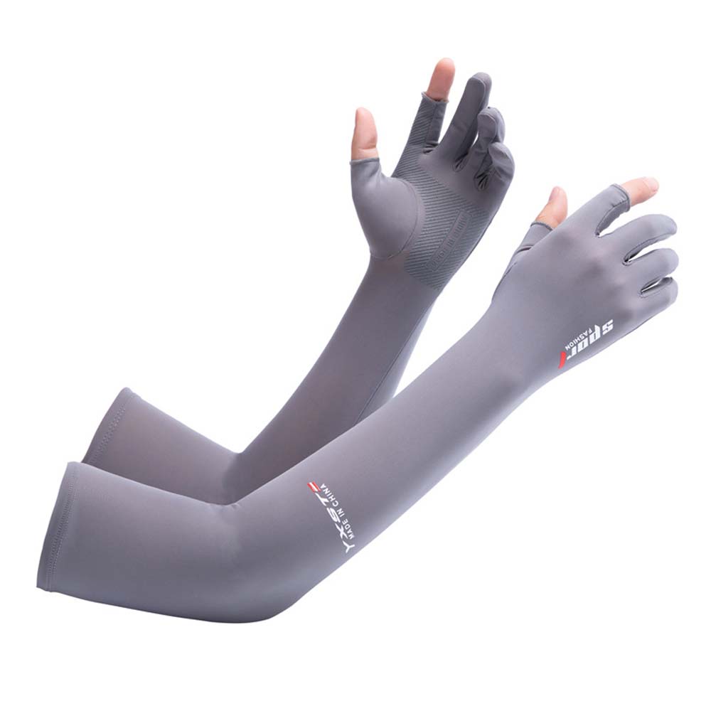 Sun Protection Half Finger Ice Sleeves Two Fingers with Exposed Anti-UV Arm Sleeves  For Women
