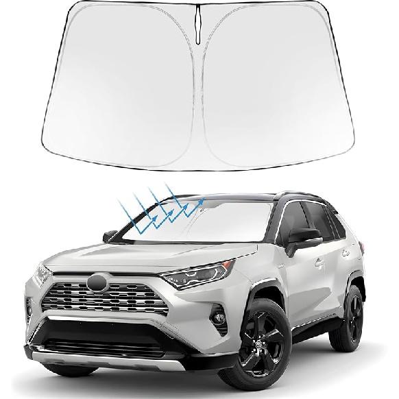 Proadsy 2025 Upgrade Front Windshield Sun Shade Foldable RAV4 Sunshade Protector Fit -2025 RAV-4 SUV Crossover, TRD Off-Road, LE XLE Premium Limited
