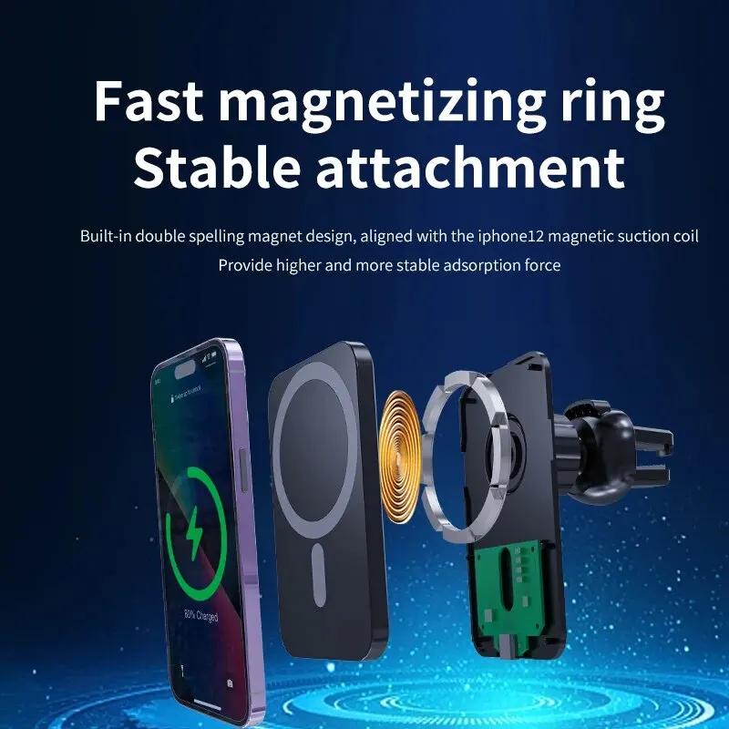 Air Vent Phone Mount Magnetic Car Charger 30W Wireless For iPhone 17 16 15 Pro Max Samsung Xiaomi Fast Charging MagSafe Holder