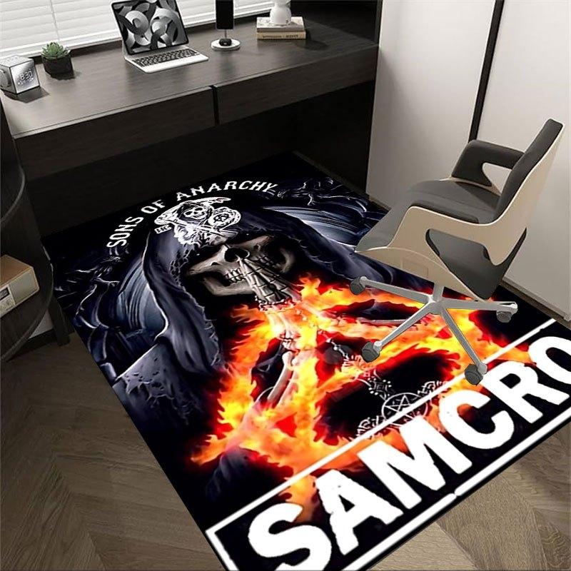 

1pc Sons of Anarchy themed Office Carpet Chair Mats - durable polyester rug for home theater, office, dorm room decor - tA78 60cm by 90cm