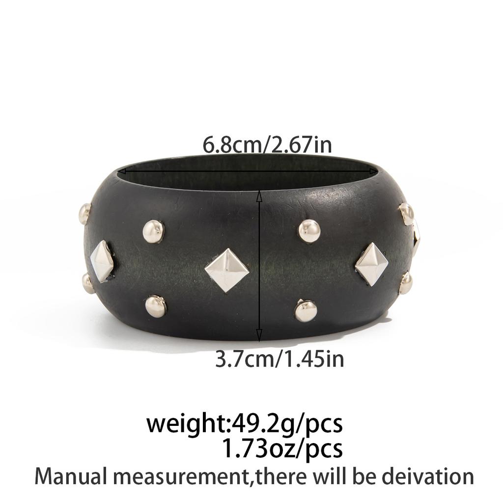 Retro Fashion Five-pointed Star Rivet Wooden Bracelet Bangles Y2k Punk Style Geometric Vintage Bangle Jewelry Fashion Hiphop Grunge Pulseras Mujer