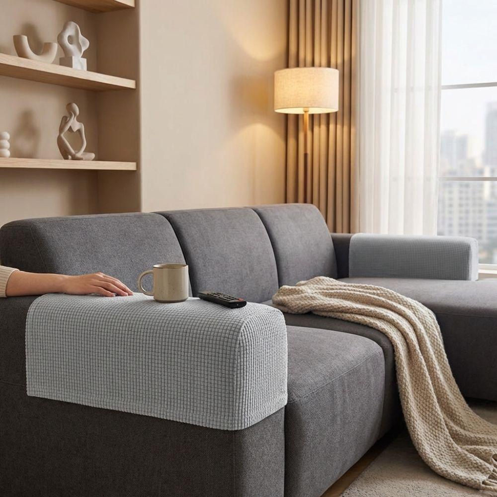 2Pcs Elastic Stretch Jacquard Sofa Arm Covers Dust-Proof Armchair Slipcovers Couch Cover Sofa