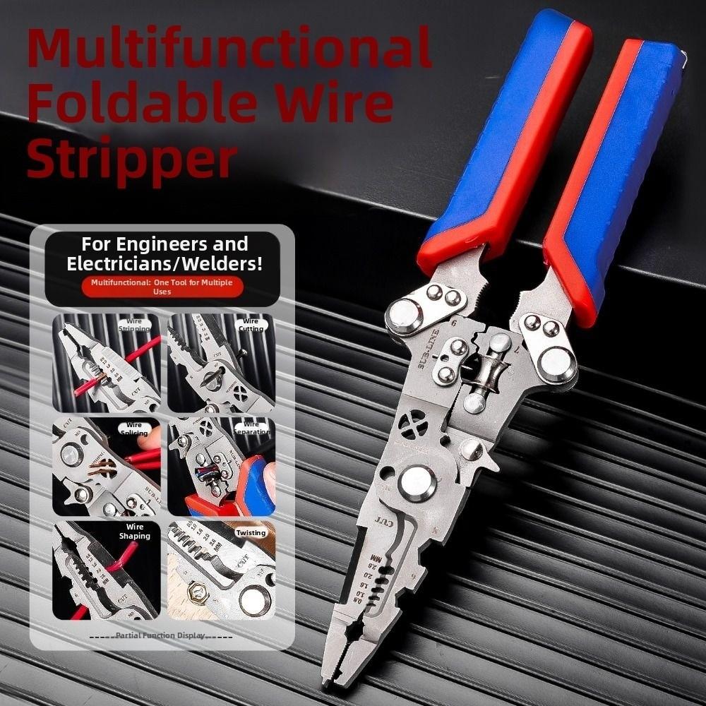 16-IN-1 Wire Stripper Foldable with Electricity Measurement Function Electrician Pliers Wire Stripping Pliers Electrician Tools