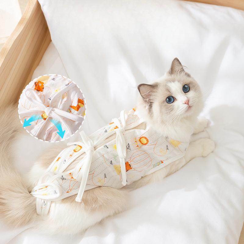 

Pet clothes cat postpartum spring and summer breathable cat surgical clothes anti-licking weaning clothes home cat sterilization clothes M (recommended weight 5-4 kg)