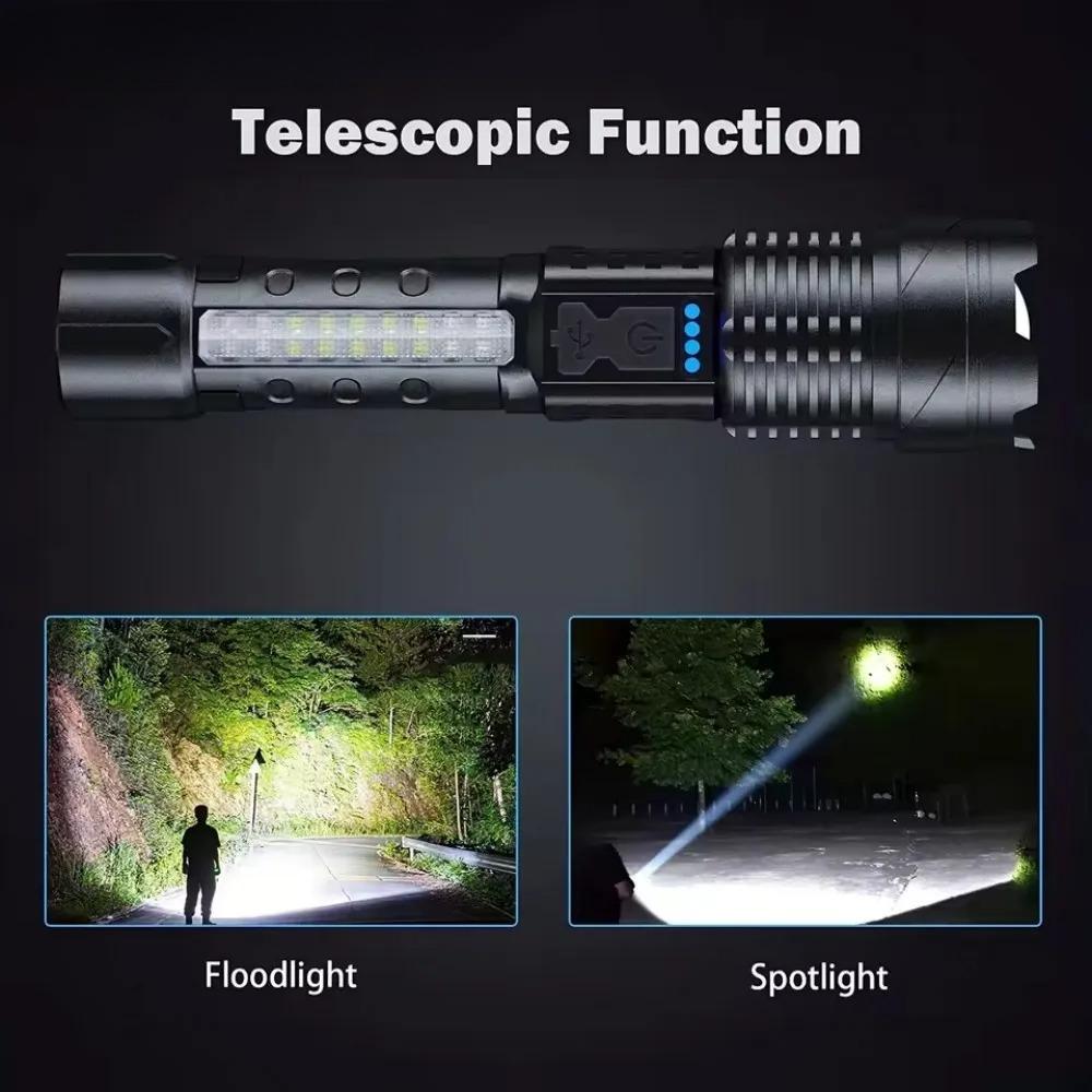Powerful XHP50 Flashlight Zoomable Flashlight Handheld Lighting Night Work Emergency Torch for Outdoor Camping Fishing Lantern