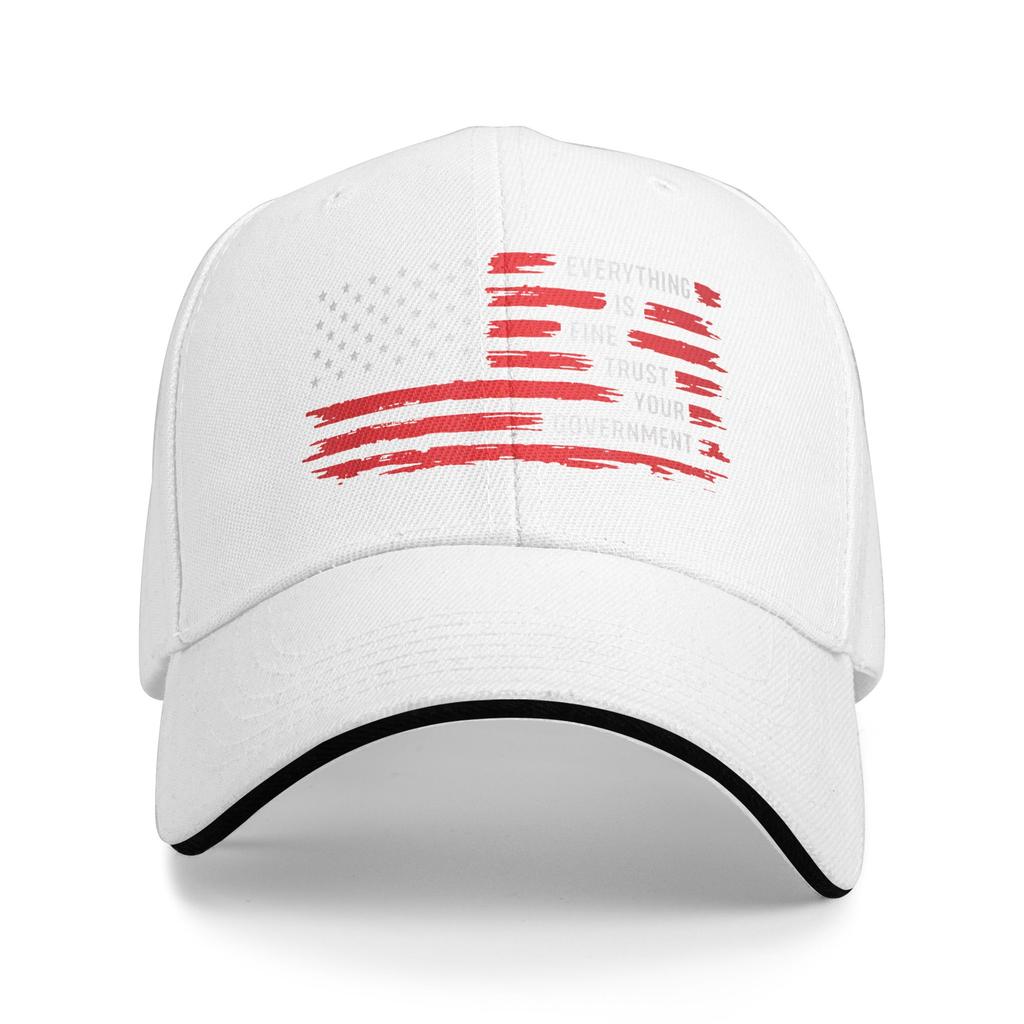 Everything is Fine Trust Your Government Sun Baseball Cap Summer Streetwear Trucker Hat For Male Tennis Skate Baseball Caps
