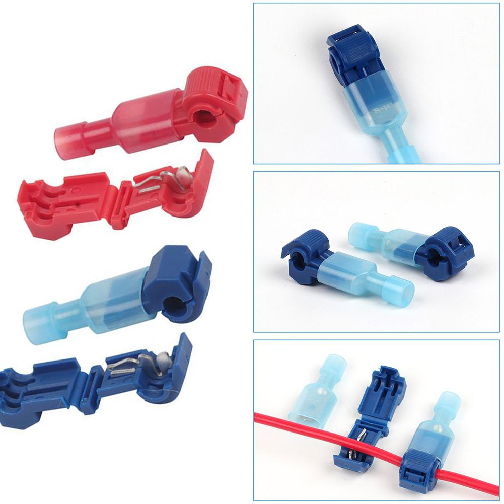Quick Splice Wire Connector Terminals 25PCS Pack Easy and Safe Wire Splicing Suitable for Flexible Lines Red+Blue Color