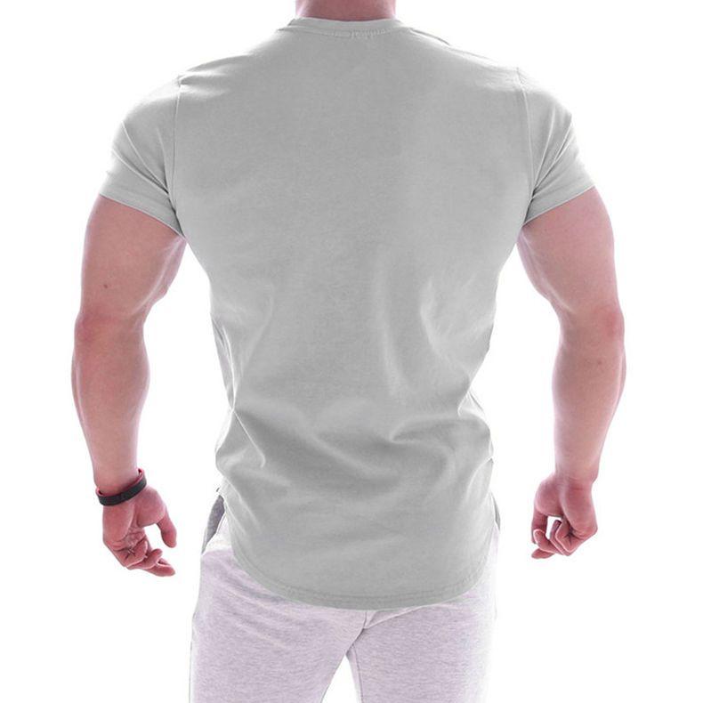 Muscular Men's Fitness Clothes Sports T-shirt Tight Sko Elastic Training Quick Dry Clothes Casual Short Sleeves