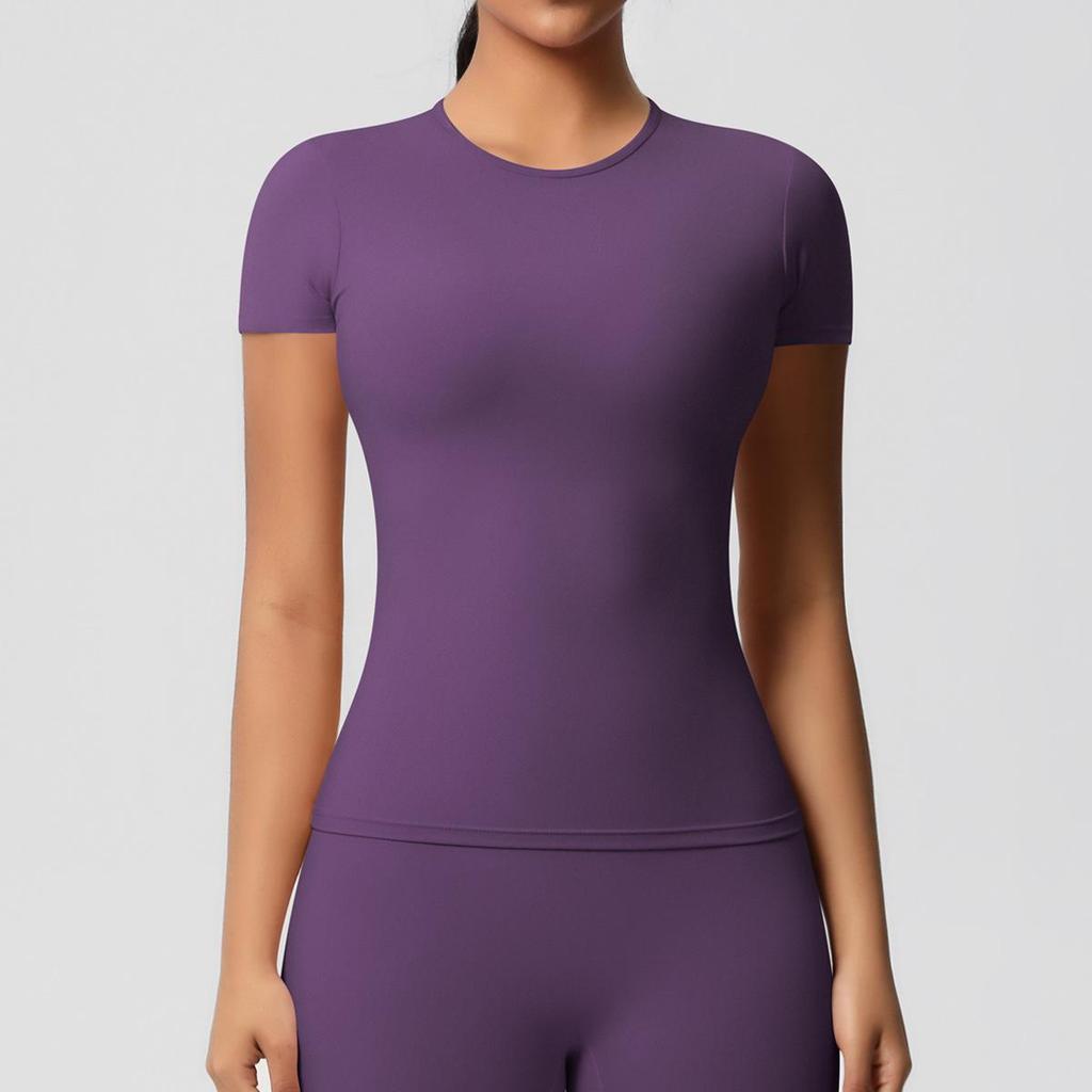 Damen Sport-T-Shirt mit doppelseitig gebürsteter Innenseite zum Laufen und für Yoga