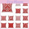 Elegant Red Geometric Wave Cushion Cover With Cotton Linen Material And Invisible Zipper