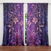 2 st mystiska lila blommiga genomskinliga polyestergardiner med kanalfäste för sovrum, vardagsrum, kontor, arbetsrum, heminredning