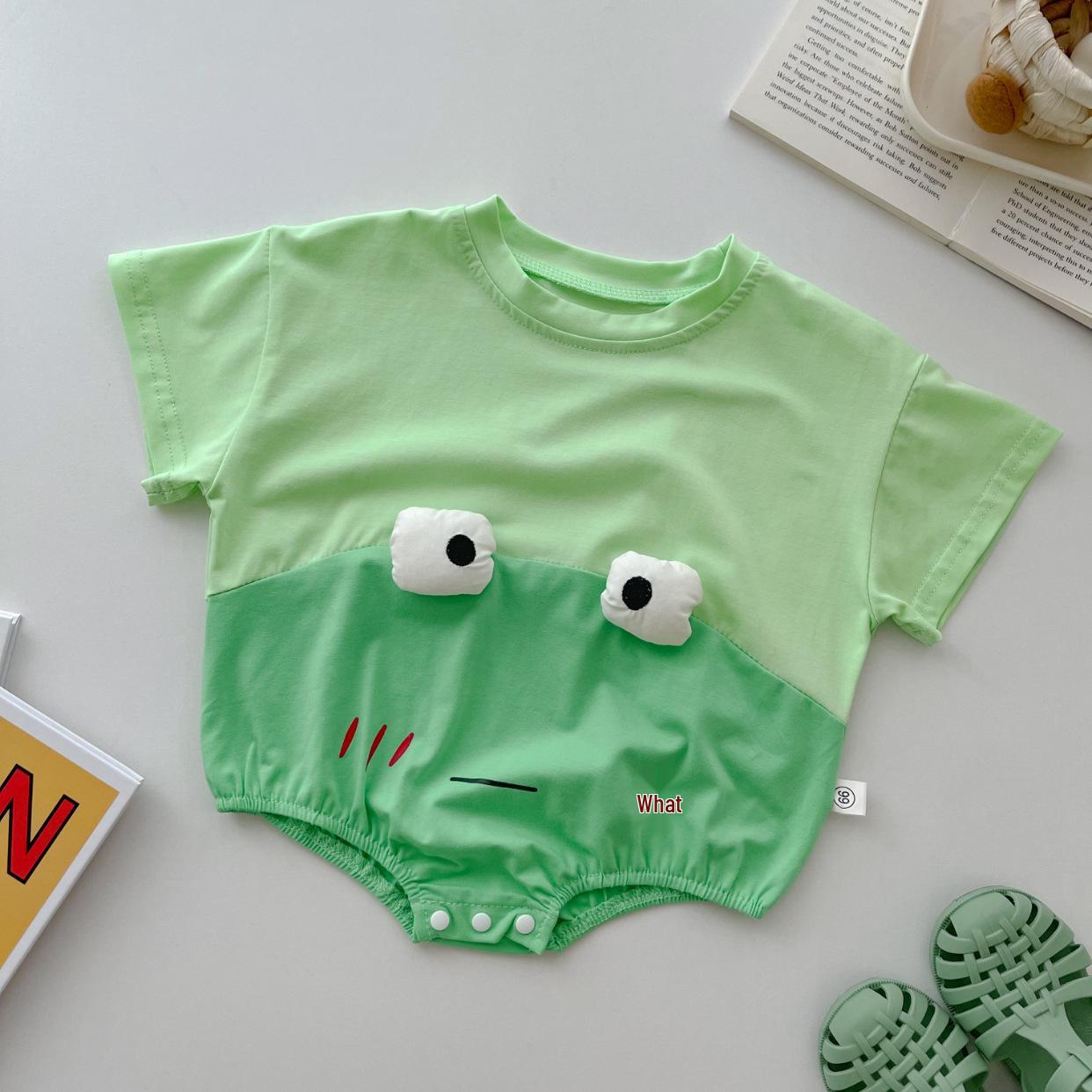 Trendy Frog Cotton Baby Romper - Short Sleeve Cartoon Jumpsuit 80 cm зелёный