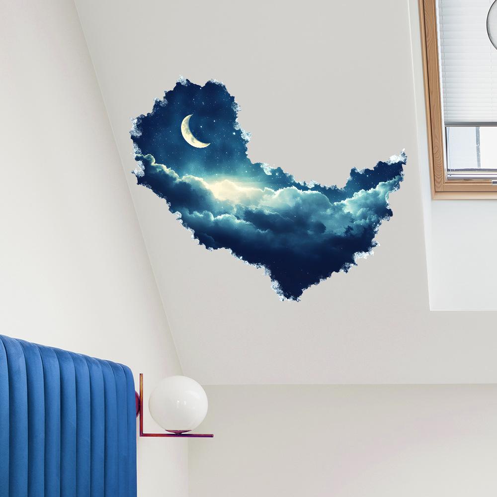 3D Rozbitá zeď Noční pohled Měsíční svit Měsíc Ložnice Obývací pokoj Domácí pozadí Zkrášlení Dekorativní nástěnná samolepka