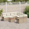 9 Piece Beige Garden Sofa Set with Cushions