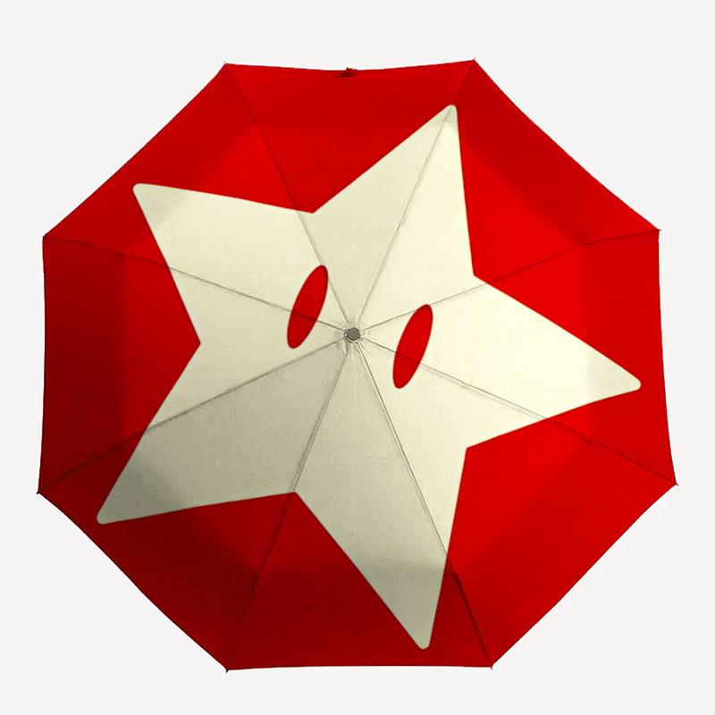 

1pc Star Mario Automatic Folding Umbrella with 8 Bones, 3-Fold Compact Umbrella, Compact Design On-the-Go Essential, casual outdoor accessor