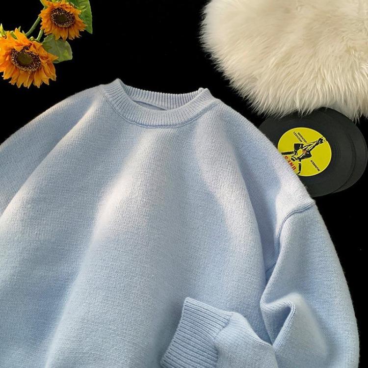 Korean Style Winter Pullovers for Men Autumn Winter Thickened Loose Sweaters Trendy Hong Kong Japanese Style