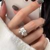 Vintage Irregular Inspired Beaded Ring For Women Copper Adjustable Open Design Chic And Stylish