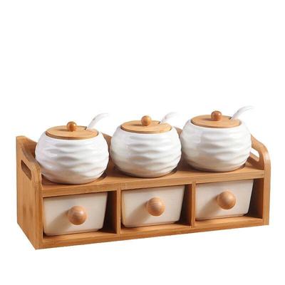 Ceramic Seasoning Jar Set with Wave Pattern