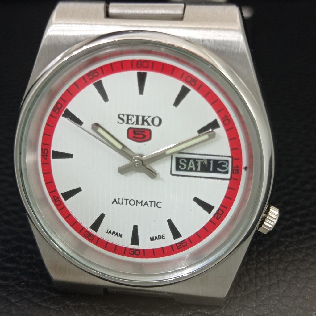 GENUINE VINTAGE SEIKO 5 AUTOMATIC JAPAN MENS WHITE COLOR DIAL WATCH a709176-1