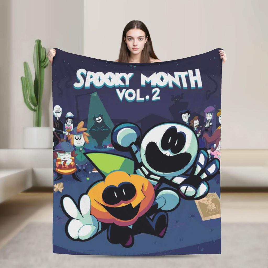 Spooky Month Blanket Quality Warm Soft  Throw Blanket Autumn Decorative Couch Chair Sofa Bed Fluffy Bedspread