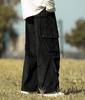 Übergroße Cord-Fracht-Hose mit weitem Bein, entspannt, Gaucho, verstellbarer Gummizug, einfarbig [foveitaa] Herrenhose, Hose, Hose, Stil, Jogginghose, Sport,