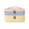 Zipper Closure Double-layer Storage Bag Soft Material Portable Cosmetic Bag Handheld Large Capacity Toilet Bag