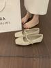 Versatile and Not Tired of Feet, One-word Buckle Strap, Square Head, Mary Jane Shoes, Fairy, Breathable, Hollowed Out, Flat-bottomed Ballet Single Sh