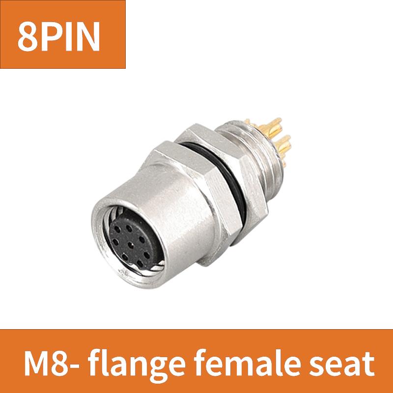 5/10PCS  M8 Flange Mounting Sensor Connector Waterproof Male And Female Plug Threaded Couplings 3 4 5 6 8 Pin A Type Connector