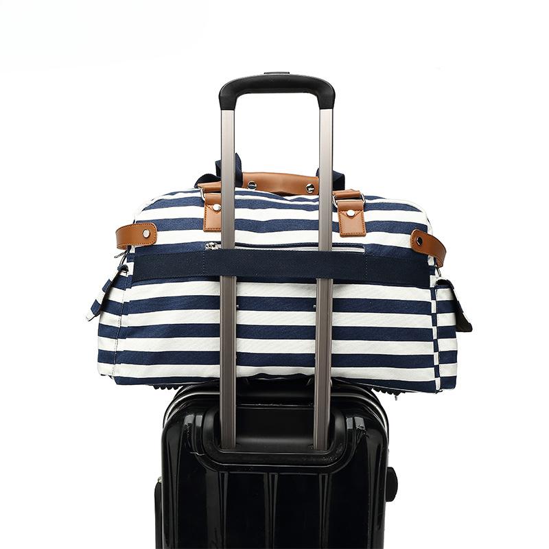 Canvas Travel Bag Men's PU Outdoor Luggage Travel Fitness Storage Bag Large Capacity Tote Bag