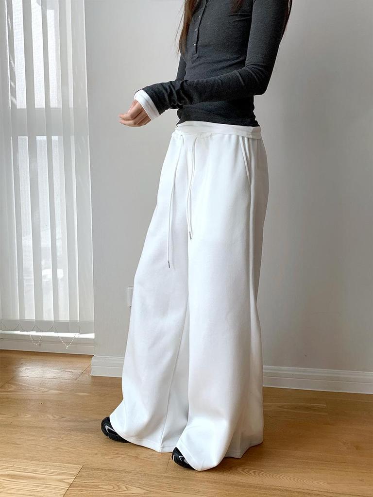 Dorothy Women's Korean Retro Wide-Leg Sweatpants with Elastic Waist and Drawstring
