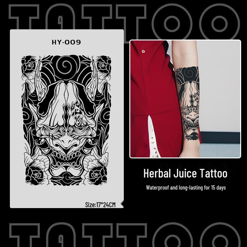 Japanese Traditional Tattoo Waterproof Sticker: Men's Long-lasting Floral Arm Pattern.