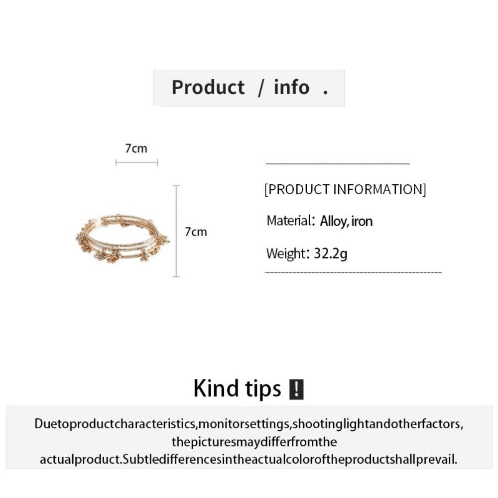 3 Pcs/set Metal Twisted Bangle Bracelet Tiny Bead Bell Boho Bangle Set Punk Accessories