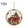 Office Holiday Decorations Christmas Acrylic Hanging Ornament, 2D Flat Double Side Printed Home Decor Santa Snowman Pendant for Tree Window, Festive