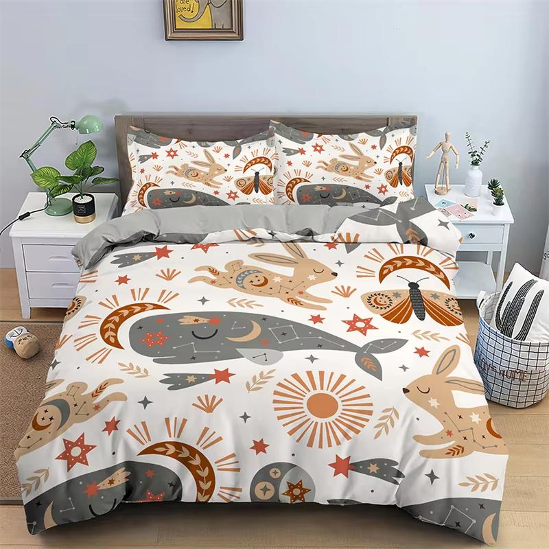 Sun And Moon Duvet Cover Moth Sugar Skull Bedding Set Microfiber Butterfly Snake Animal Quilt Cover Weed Plants Bedspreads Cover
