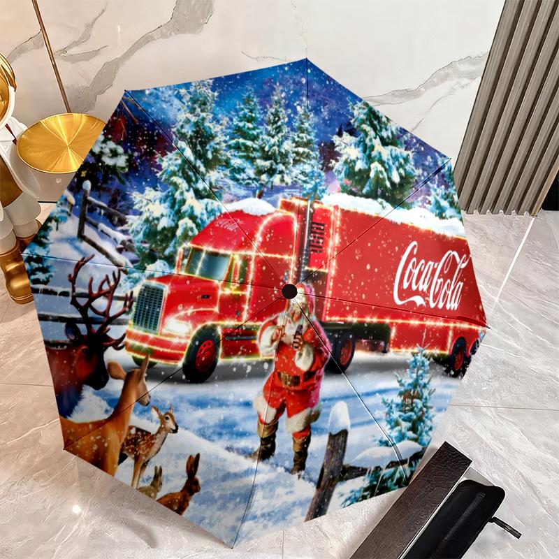Christmas Gift Halloween Theme Bear Truck Coca Cola umbrella is suitable for all seasons, including home travel and outdoor activities Y26