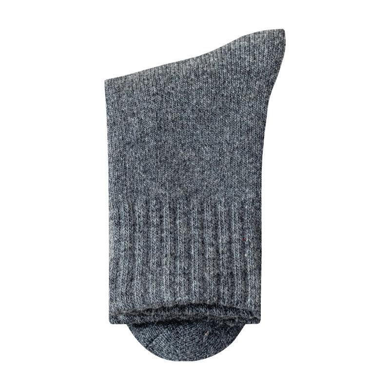 Men's Autumn and Winter Added Velvet and Thick Wool Circle Solid Color Wool Floor Socks