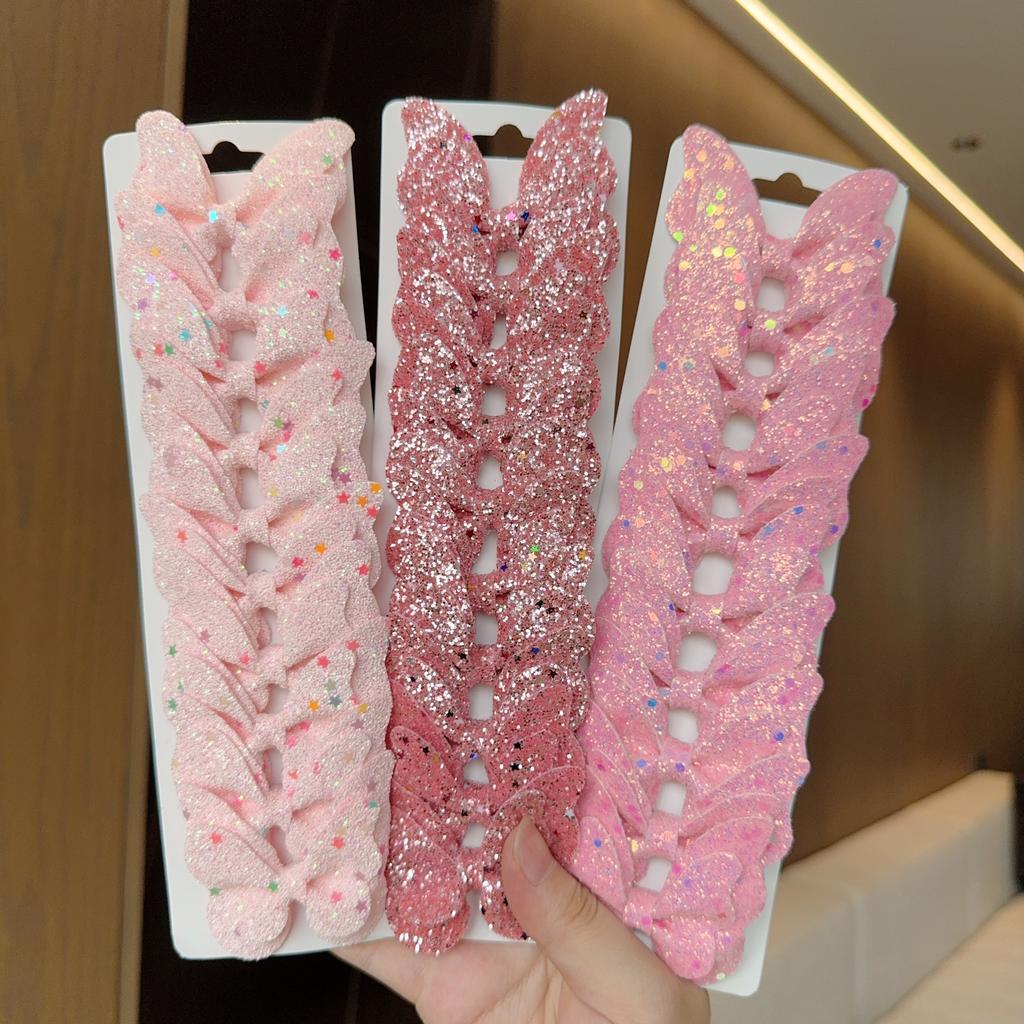 10Pcs/Set New Fashion Solid Butterfly Hairpin Accessories Lovely Girls Hairpins Children Headwear Hairgrip Sequins Hair Clips