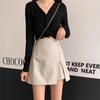 Women's High Waist A‑Line Mini Skirt Irregular PU Mini Skirt Side Zipper Casual Bottoms
