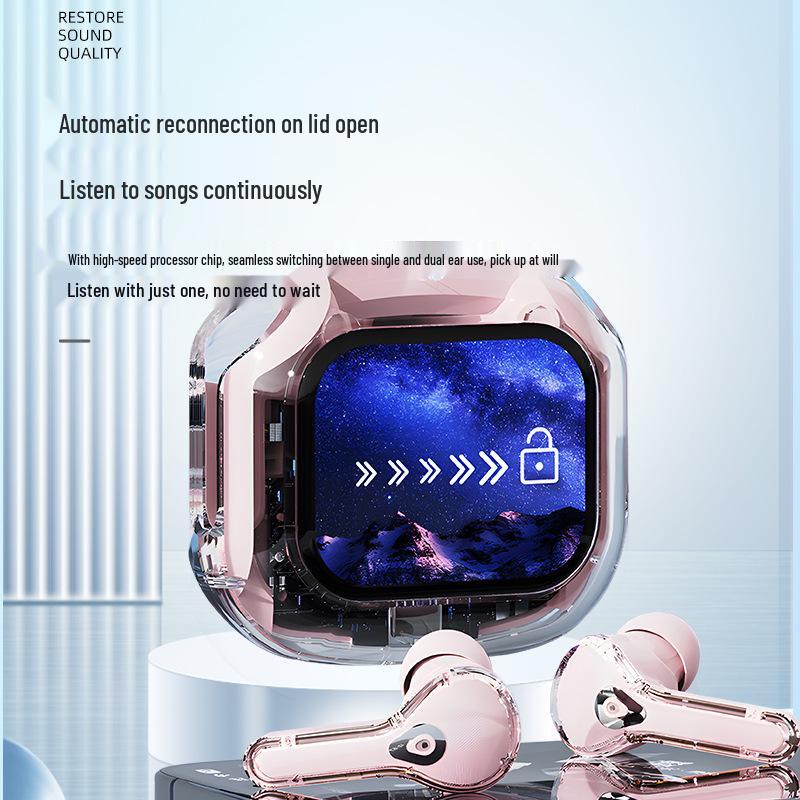 Air Max Transparente Bluetooth-Ohrhörer: Kabellose In-Ear TWS mit Touchscreen-Display & Noise Cancelling für Gaming