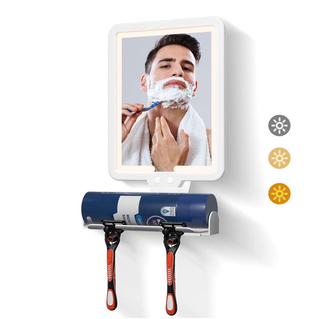 Beschlagfreie beheizte LED Badezimmer Rasierspiegel & Schminkspiegel, Wandmontiert mit wiederaufladbarem Licht