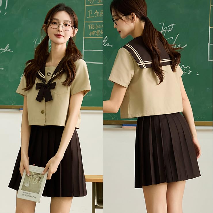 Sailor autentisk lang kort ermet sailor high school jente sløyfe skole skole JK skole britisk high school kulturell kostyme [Yi-gog] uniform, uniform,
